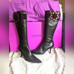 Escada buttery leather brown leather boots sz 5.5